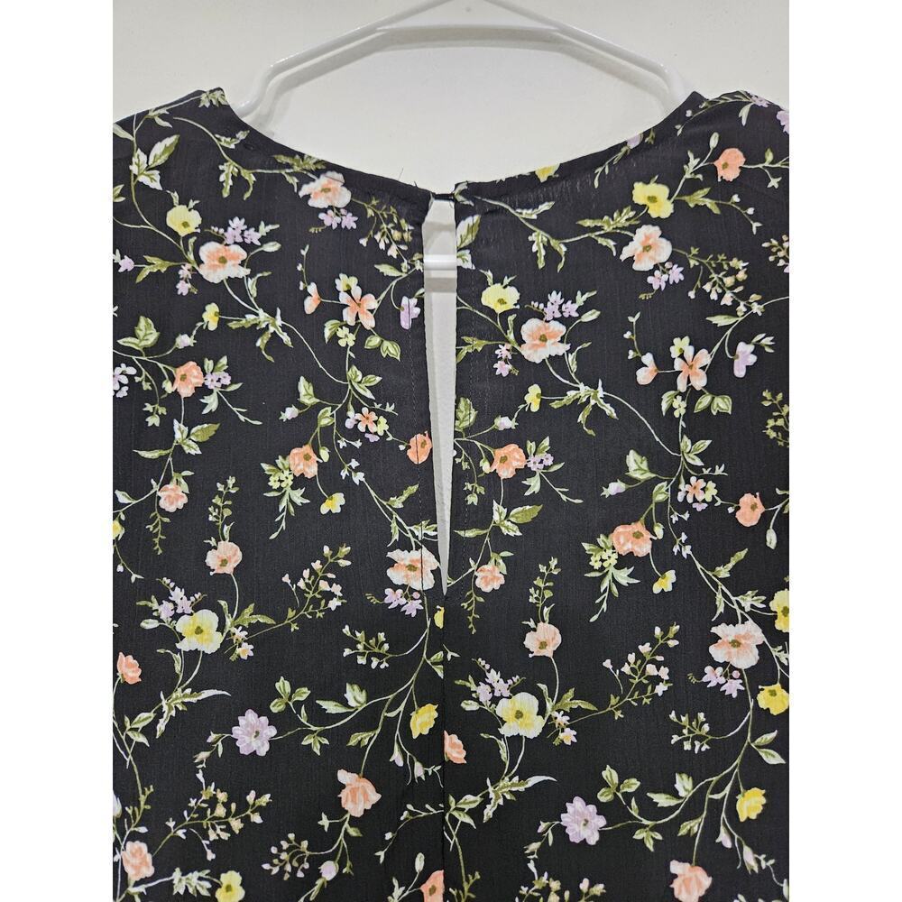 Mustard Seed Floral Short Sleeve V-Neck Key Hole Dress Romper Size M Pockets - Picture 7 of 10